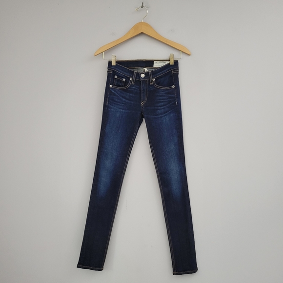 Rag Bone Skinny Jeans In Kensington Dark Blue - Picture 1 of 11